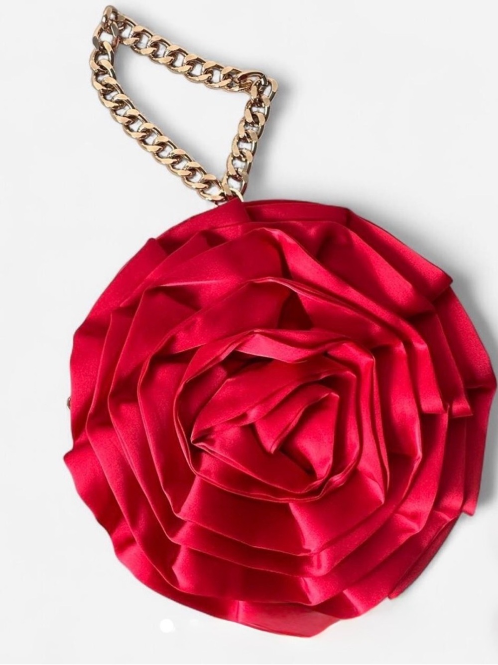 a new day Red Floral Ruffle Crossbody Pouch with Gold Zipper